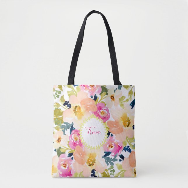 Bolsa Tote Floral Personalizado com Estilo  (Frente)