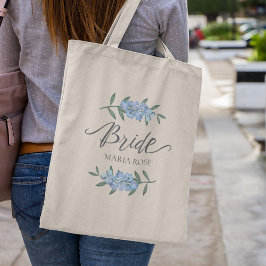 Bolsa Tote Floral Personalizado da Noiva Azul