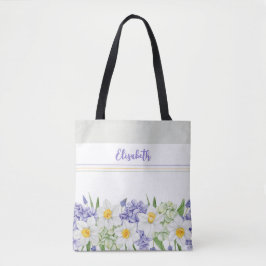 Bolsa Tote Floral Personalizado de Cores de Água - Nome Perso