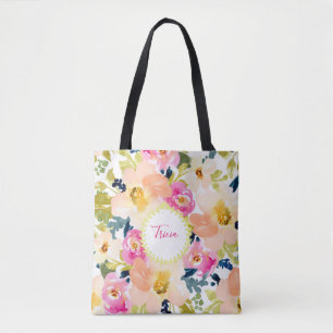 Bolsa Tote Floral Personalizado Elegante 