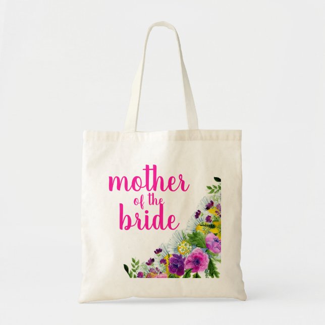 Bolsa Tote Floral personalizado mãe da noiva (Frente)