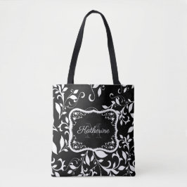 Bolsa Tote Floral Preto e Branco