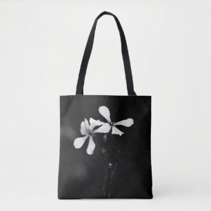 Bolsa Tote floral preto e branco minimalista