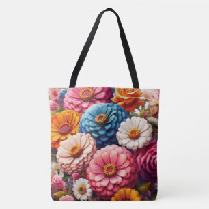 Bolsa Tote Floral/Primavera Zinnia/Rosa