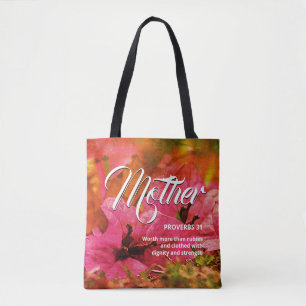 Bolsa Tote Floral Proverbs 31 Mãe-Cristã