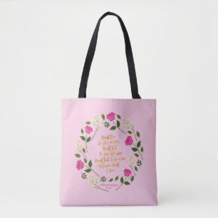 Bolsa Tote Floral Puro Rosa William Shakespeare Nunca Duvide