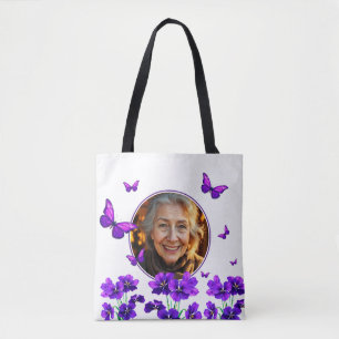 Bolsa Tote Floral Purple Butterfly Foto da vovó