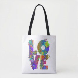 Bolsa Tote Floral Rainbow LOVE