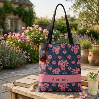 Bolsa tote floral rosa corada