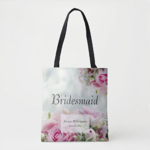 Bolsa Tote Floral Rosa no Casamento da Esquerda Teal
