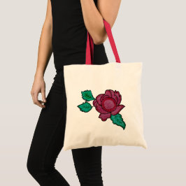 Bolsa Tote Floral Rosa Vermelho Elegante