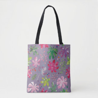 Bolsa Tote Floral Roxa – Botânica Rosa e Verde