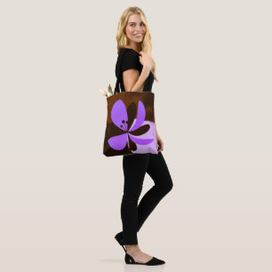 Bolsa Tote Floral Roxa – Desenho de Flor Moderno e