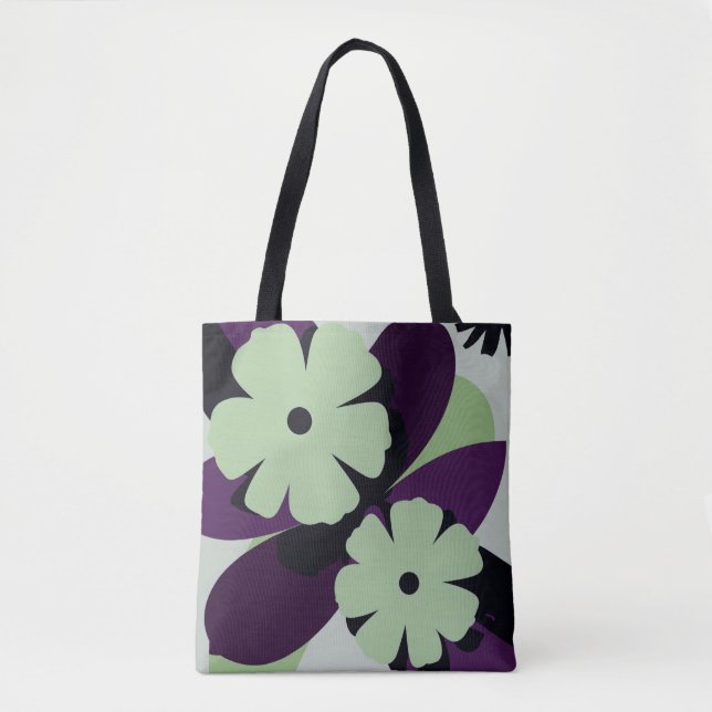Bolsa Tote Floral Roxa – Design Minimalista Modern (Frente)