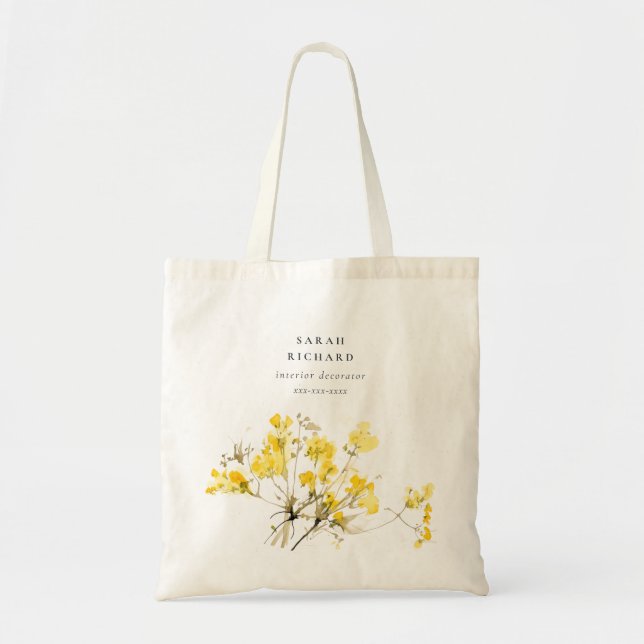 Bolsa Tote Floral Russo Amarelo de flor selvagem Boho (Frente)