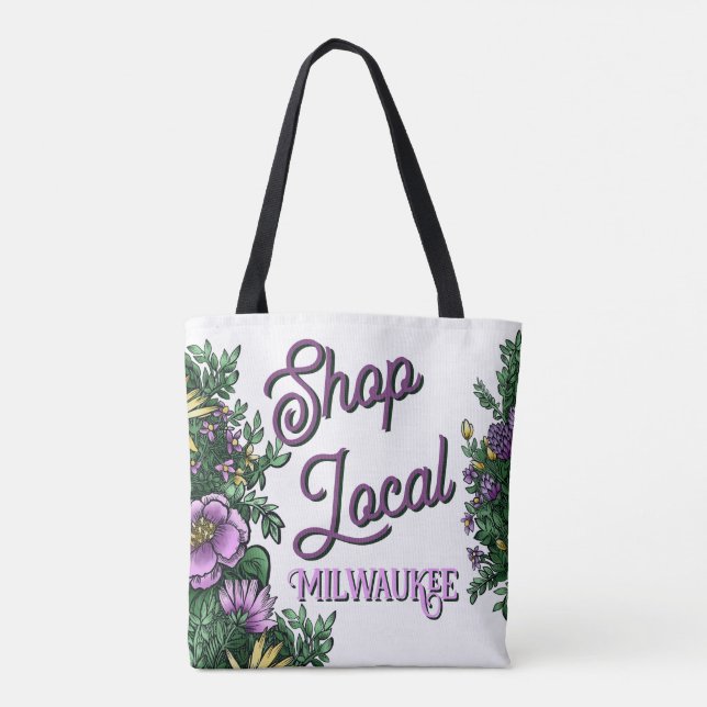 Bolsa Tote Floral Shop local, city (Verso)