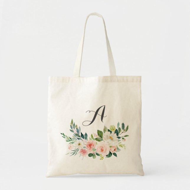 Bolsa Tote Floral Tote Bag Bridesmaid personalizado (Frente)