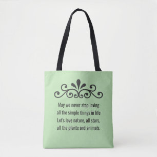Bolsa Tote Floral Vetor, Nature Love Texto em Verde limão