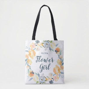 Bolsa Tote Floral Wreath Monogramed Flower Girl