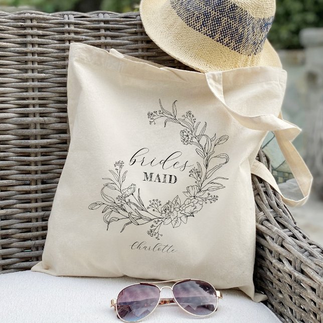 Bolsa Tote Floral Wreath Personalizada Bridesmaid Favoritos (Criador carregado)