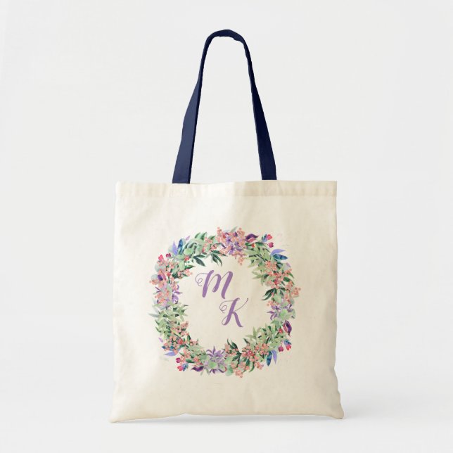 Bolsa Tote Floral Wreath Personalizado (Frente)
