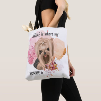 Bolsa Tote Floral Yorkie é o lar