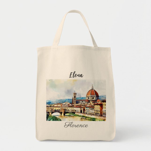 Bolsa Tote Florença, pintura aquosa e charmosa (Frente)