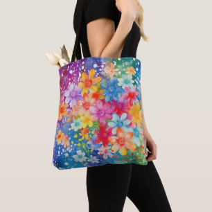 Bolsa Tote FLORES ABSTRACTAS EM Aquarela BRILHANTE