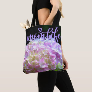 Bolsa Tote Flores amareladas púrpuras, cor-de-rosa, púrpura,