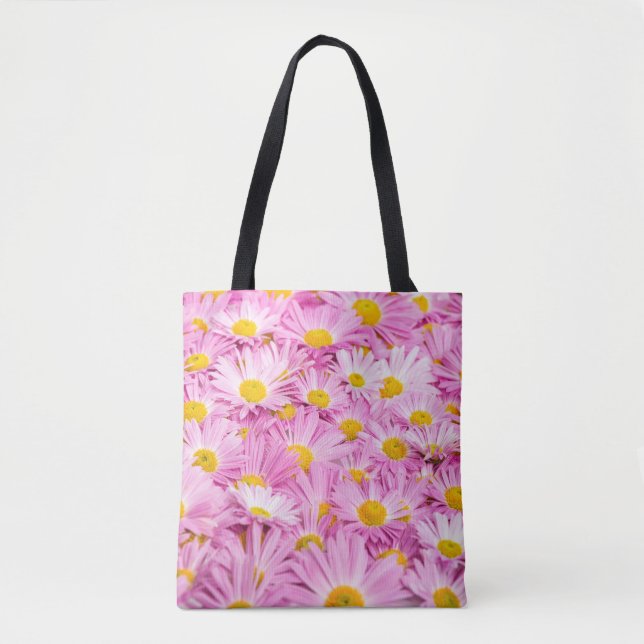 Bolsa Tote Flores Amarelas Cor-de-rosa Fundo sem costura (Frente)