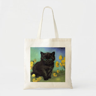 Bolsa Tote Flores Amarelas de Gogh Pretas para Gogh
