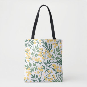 Bolsa Tote Flores amarelas e folhas minimalistas