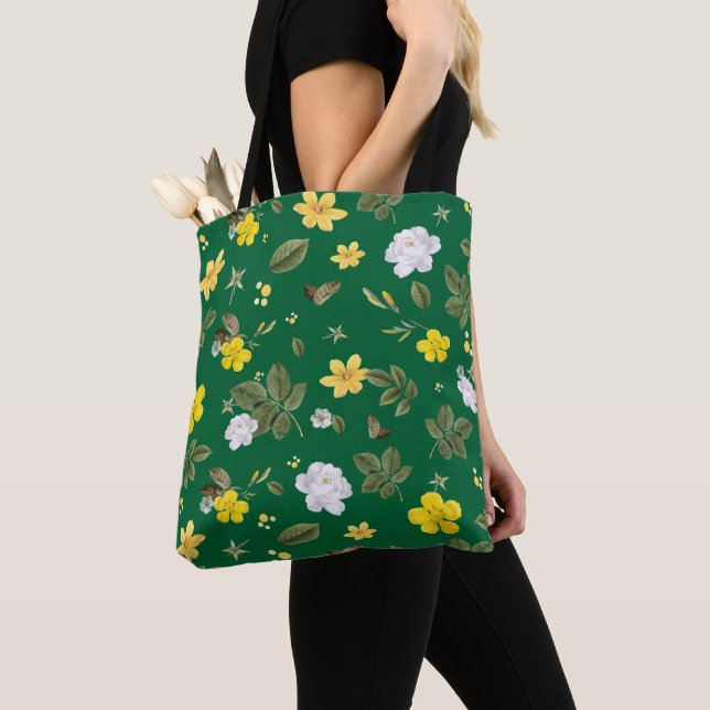 Bolsa Tote Flores Amarelas e Rosas Brancas 6 (Close Up)