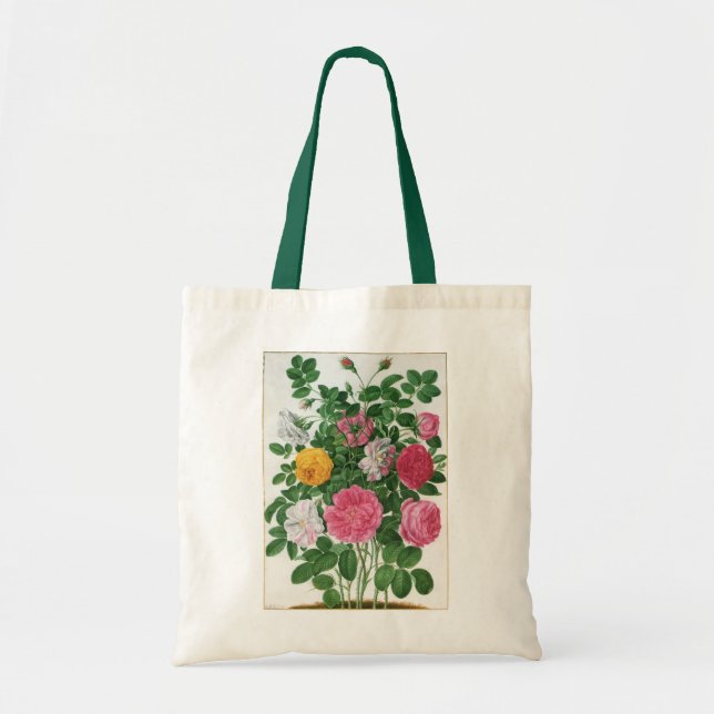 Bolsa Tote Flores Antigas em Flor, Rosas de Jardim da Primave (Frente)