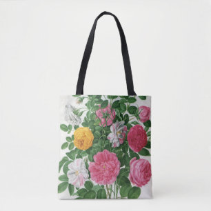 Bolsa Tote Flores Antigas em Flor, Rosas de Jardim de Primave