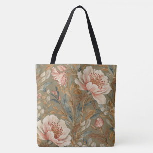 Bolsa Tote Flores, Antigas, Flores de Jardim Glamourosas