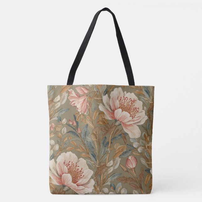 Bolsa Tote Flores, Antigas, Flores de Jardim Glamourosas (Frente)