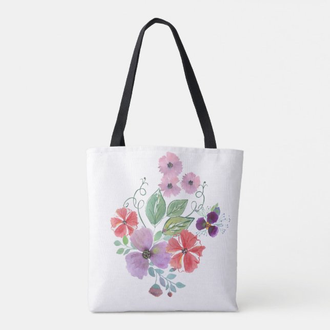 Bolsa Tote Flores aquarelas. (Verso)