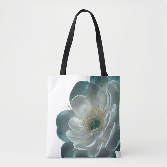 Bolsa Tote Flores Aquáticas com Pétalas Sobrepostas e Sub (Frente)