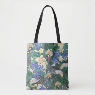 Bolsa Tote Flores Azuis De Plumeria, Sem Costura.
