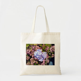 Bolsa Tote Flores azuis e roxas brilhantes do Hydrangea
