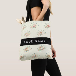 Bolsa Tote Flores Azuis e Vermelhas, Preto, Seu Nome