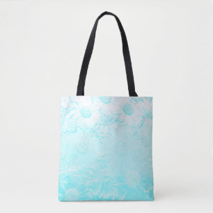Bolsa Tote Flores azuis em relevo azul