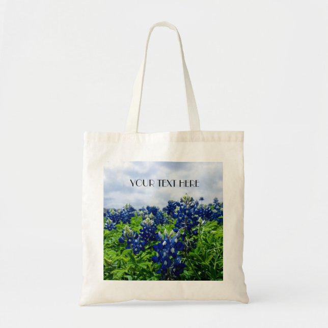 Bolsa Tote Flores Azuis Flores do Texas Floral (Frente)