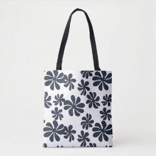 Bolsa Tote Flores azuis marinhos com cor de fundo personaliza