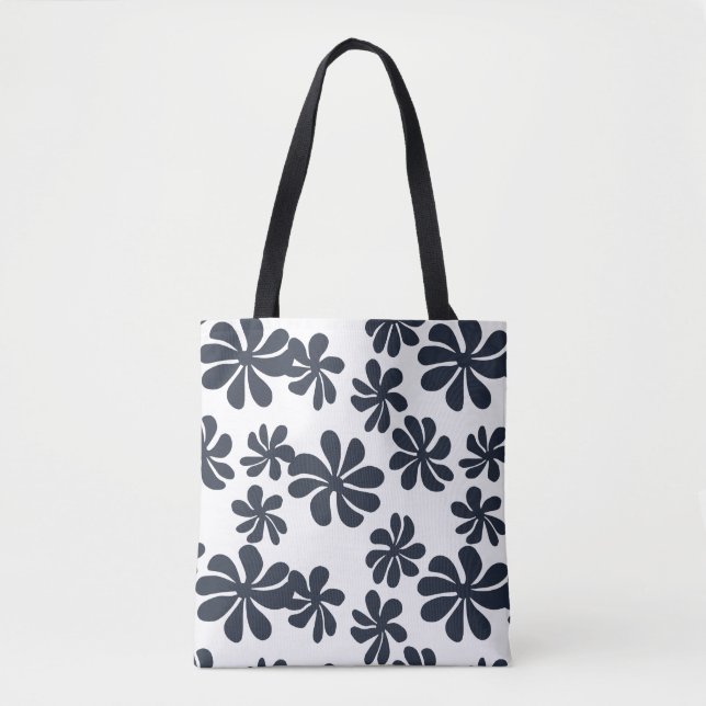Bolsa Tote Flores azuis marinhos com cor de fundo personaliza (Frente)