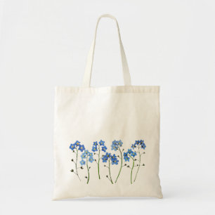 Bolsa Tote Flores Azuis Simples Esqueça-me.