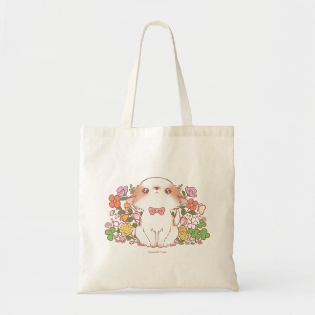 Bolsa Tote Flores Bloom e Mochi  (Frente)