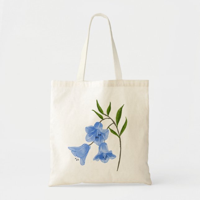 Bolsa Tote Flores Bluebell pintadas à mão (Frente)