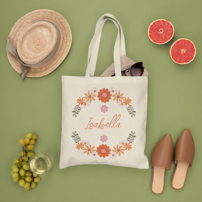 Bolsa Tote Flores Bohemiam Groovy, Flor Mínimo Selvagem (Criador carregado)